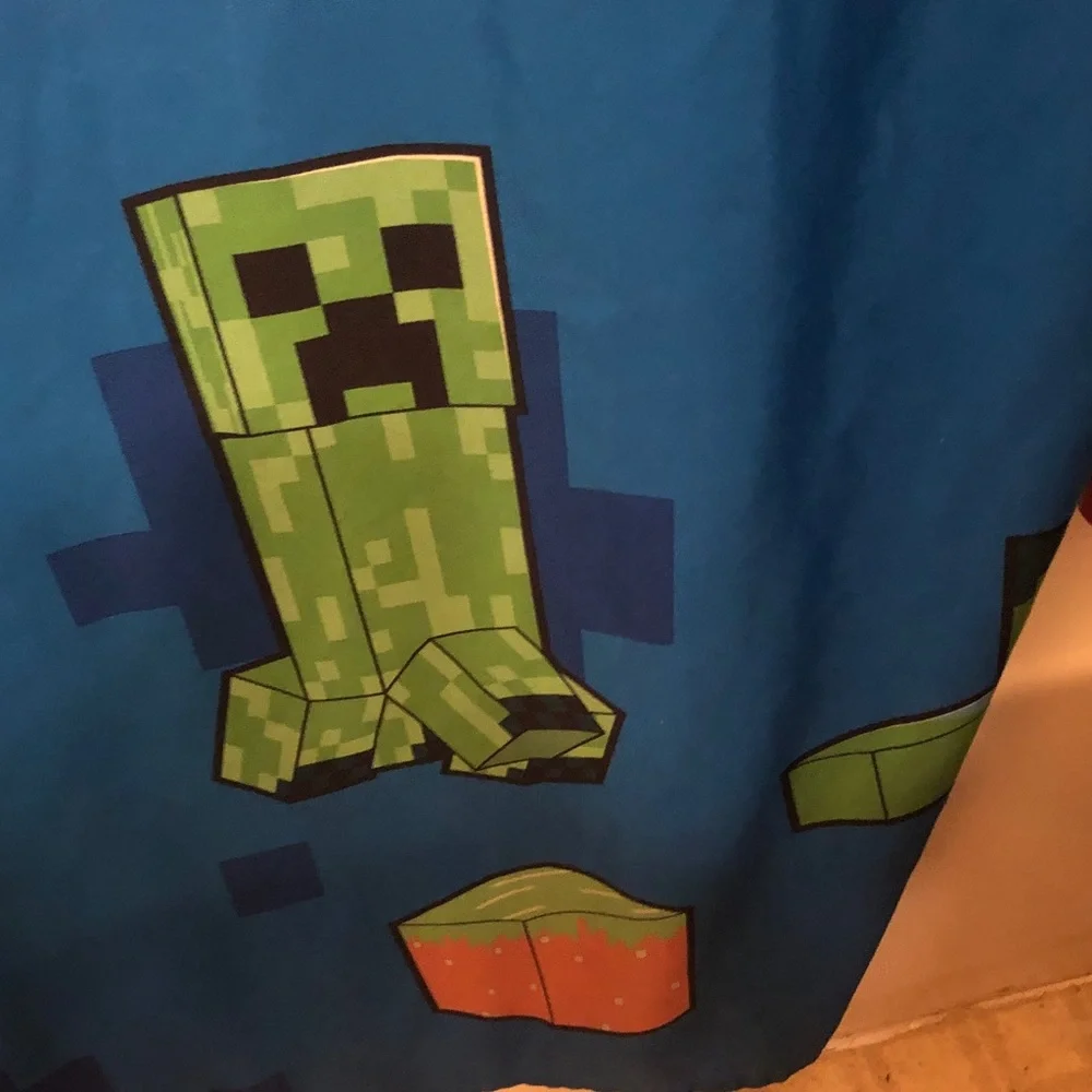 Minecraft Kids Costume Shower Curtain - Blue with TNT & Creeper
